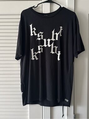 Ksubi Black Short-Sleeve Tee with White Gothic Logo